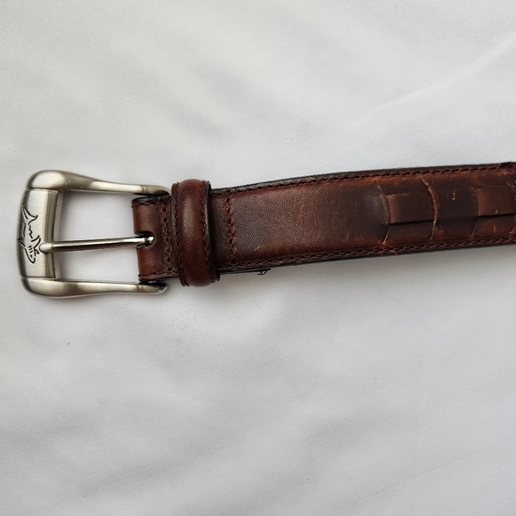 GREG NORMAN Brown Oil Tanned Cowhide Belt - Picture 3 of 11